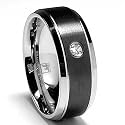 8MM Black Stainless Steel Ring Wedding Band with CZ sizes 8 to 12