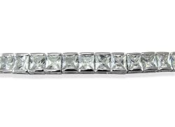 Sterling Silver 18.15 CTW Channel Set Square CZ 7" Bracelet