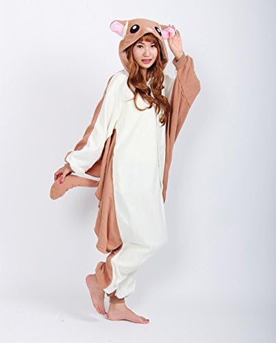 Shusheng Unisex Animal Flying Squirrel Cosplay Onesie Holiday Costume Adults Pajamas Sleepwear, M
