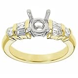 18k Yellow Gold with Platinum Prong Head Engagement Setting with Baguette and Round Diamond Accents (G-H/VS, 2/3 ct. tw.)