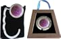 Chatt Gemstone Amethyst FOLDING Purse Hanger with Black Velvet Pouch and Gift Box