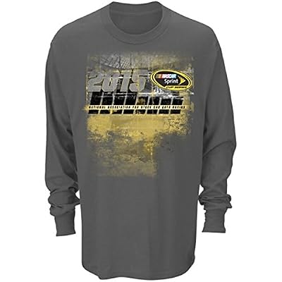 Checkered Flag Official NASCAR Long Sleeve 2015 Sprint Cup Series Schedule T-Shirt-Charcoal Grey