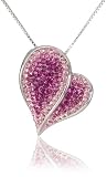 Carnevale Sterling Silver Pink Carnevale Sterling Silver Pink Heart with Swarovski Elements Pendant Necklace, 18"