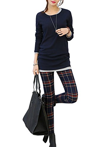 【 UN ANANAS 】 チェック レギンス パンツ 伸縮 あり レディース 韓国 スタイル 全３色