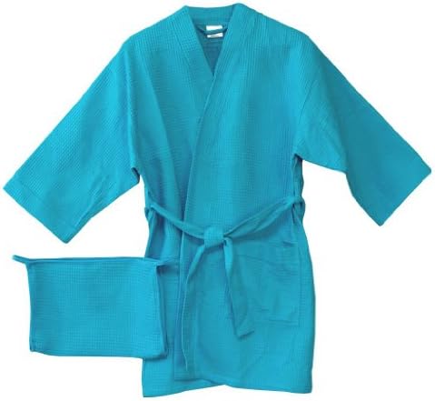 Exclusively Weddings Woman's Waffle Weave Spa Robe Turquoise One Size