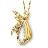 Sterling Silver Gold-plated CZ 18 Inch Angel Necklace