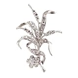 Clear Rhinestone Floral Decoration Flower Pin Brooch