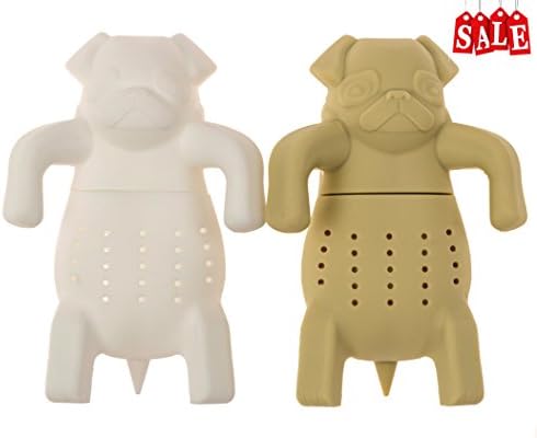 Wishstone Mr and Miss Pug Tea Infuser Set of 2 - Good Addition To Mister Manatee Infuser , Deep Tea Scuba Diver , Nessie Loch Ness Monster Stainer Filter