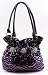 Purple on Black Zebra Print Tote bag with Rhinestone Centered Rosettes