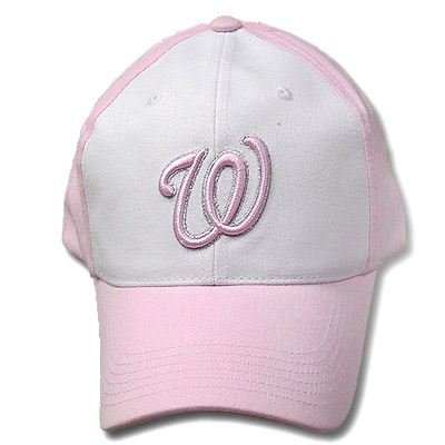 MLB Washington Nationals Ladies Girls Womens White Pink Constructed Hat Cap