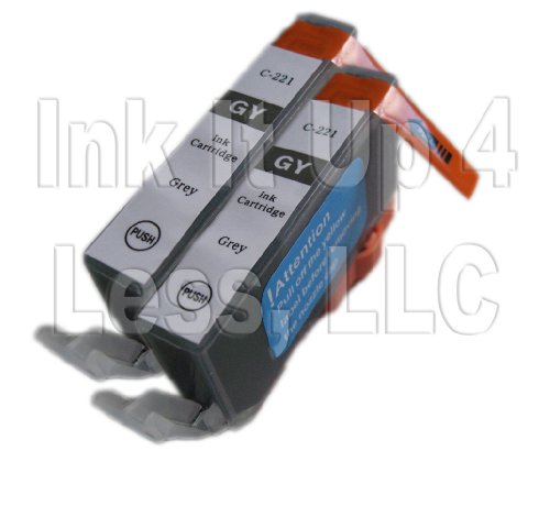 2pk NON-OEM CLI 221 grey compatible Ink Cartridge With CHIP! For use in Canon All-in-One Machines Pixma MP980 PIXMA MP990.