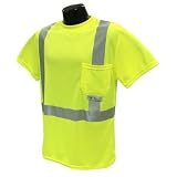 Safety Hi Viz T Shirt Class 2 Wicking Mesh 1 Pocket Reflective Tape Green 2 XL