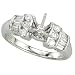 14K White Gold Channel Set Round & Baguette Diamond Semi Mount Engagement Ring
