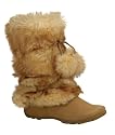 Faux Fur Pom Flat Casual Dress Boots Camel