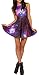 Ninimour Sunmmer Pleated Knee-Length Print Pattern Reversible Purple