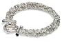 Sterling Silver Byzantine Link w/ Black Onyx Cabochon Endcap Bracelet, 7.5"