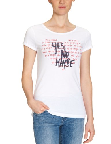 TOM TAILOR Denim Damen T-Shirt, 10228900071/printed shirt, Gr. 34 (XS), Wei&szlig; (2000) Preisvergleich