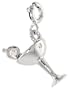 Sterling Silver Jeweled Martini Glass Pendant, w/ CZ Stones, 11/16 in. (17mm)