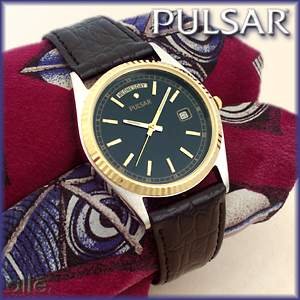 Pulsar Watches, Men's Day/Date Leather Strap Watch Pulsar by Seiko, Mens Watches, Mens Pulsar Watches