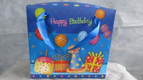 Happy Birthday Empty Gift Box with Glitter Pop up Cake and Hat - Blue