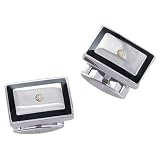 Titanium and Tungsten 0.06 ct. Diamond Men's Cuff Link
