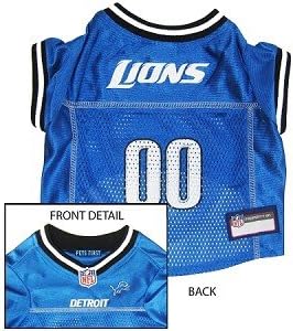 Detroit Lions Dog Jersey, leather Leash, leather Collar and Tug Toy set Large