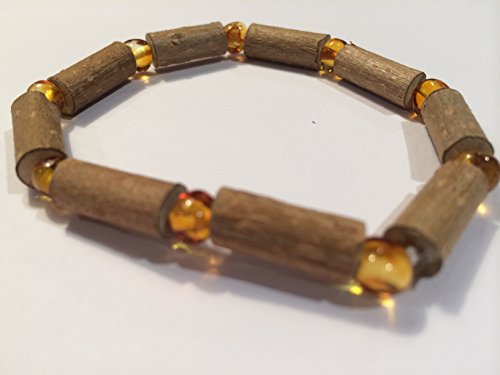 Hazelwood Baltic Amber Bracelet 8 Inch Brown Honey Yellow for adult, big kid, boy, girl, for Gut issues; Eczema, Colic, Reflux, GERD, heartburn, and ulcers. 100% Satisfaction Guaranteed. 8 inches Hazel wood