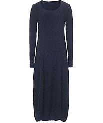 Crinkled Silk/Spandex Long Sleeves Scoop Neck  Dress