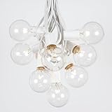 G50 Globe Outdoor String Lights With 25 Clear Globe Bulbs By Novelty Lights - Commercial Grade - Outdoor Lights - Bulb String Lights - Globe String Lights - Globe Lights - Patio String Lights - White Wire - 25 Foot