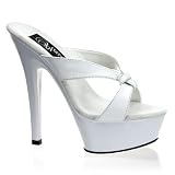 Women's 6 Inch Stiletto Heel Strappy Platform Slide (White Leather;14)