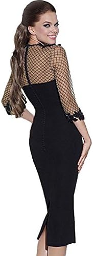 DNE Women's Lace Half Sleeve Fish Tail Mermaid Maxi Long Dress X-Small Black