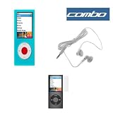 Solid Baby Blue Snap On Crystal Cover Case + White Stereo 3.5mm Headset + Clear Reusable LCD Screen Protector for Apple Nano Chromatic 8GB 16GB 4G 4th Generation
