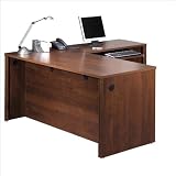 Bestar Embassy L-shape Wood Home Office Computer Desk in Tuscany Brown