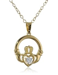 DiAura Sterling Silver Diamond-Accent Claddagh Pendant Necklace