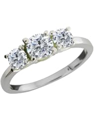 1.04 Ct Round G/H Diamond 925 Sterling Silver Ring