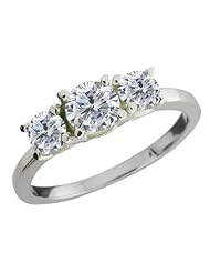 1.00 Ct Round G/H Diamond 18K White Gold Ring