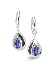 CleverEve Luxury Series Exquisite Pear Shaped Aqua Sterling Silver Earrings w/ 7mm Pear Cut Genuine Iolite Center Stones
