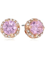 Betsey Johnson "Rose Gold Boost" Pave Crystal Stud Earrings