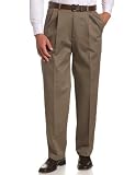Haggar Mens Work To Weekend Expandable Waist Pleated Twill Pant,Bark,44x29