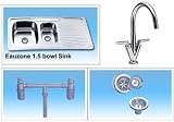 1.5 Bowl Stainless Steel Kitchen Sink and Flight Tap