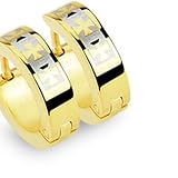 Spikes 316L Stainless Steel Gold Celtic Cross Hinged Hoop Earrings