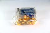 Micro LED 20 Yellow Color Lights Battery Operated on 7ft Long Silver Color Ultra Thin String Wire