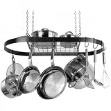 Range Kleen Wrought Iron Oval Hanging Pot Rack - Black