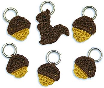 Lantern Moon Handcrafted Squirrel and Acorn Knitting Stitch Markers