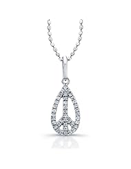 Victoria Kay Sterling Silver 1/8ct TWT Diamond Drop Peace Pendant, 18" (J, I2-I3)