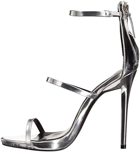 Isastyle Women's Slim high Heel Shoes Big Size Platform Sandals Gladiator Zipper Pumps Silver US 15