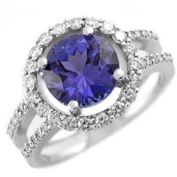 3.60ct Unique Round Top Blue Purple Tanzanite & Diamonds 18k White Gold Engagement Ring 41JK0rUlODL 3.60ct Unique Round Top Blue Purple Tanzanite & Diamonds 18k White Gold Engagement Ring
