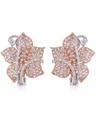 Diamond & 18k Two Tone Gold Flower Earrings