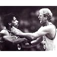 Julius Erving & Larry Bird 16x20 Fighting