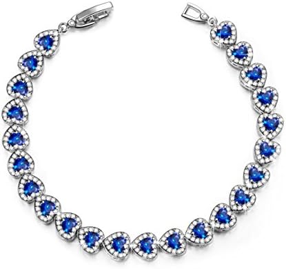 ★Best Deal★ SAVE $10 ON THIS BRACELET WITH COUPON CODE: SALE10US , TIME LIMITED! - Sapphire Blue Heart Corundum Gemstone Women's Tennis Bracelet with Luxury Jewel Box Three Layers Real 18K White Gold Vacuum Plating, Not Allergic - ONLY $39.99 TODAY